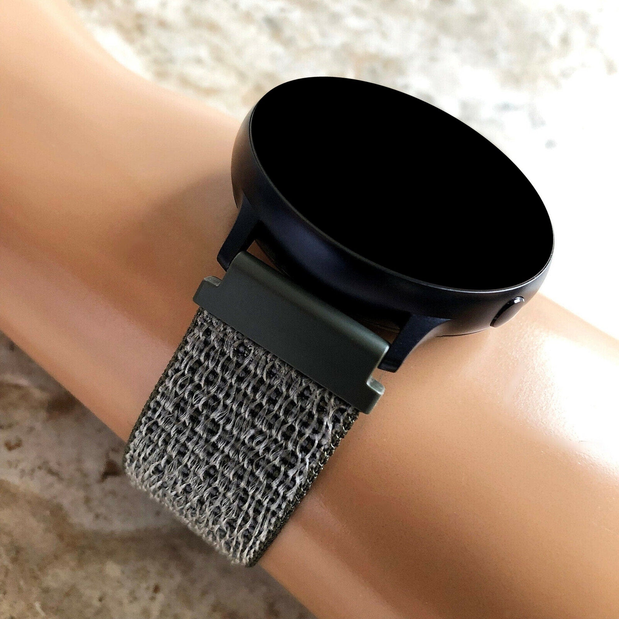 Google Pixel Watch 3 2 1 41mm Band Green Olive Nylon Adjustable Sports Hook and Loop Strap Bracelet Wristband Fashion Accessory Jewelry